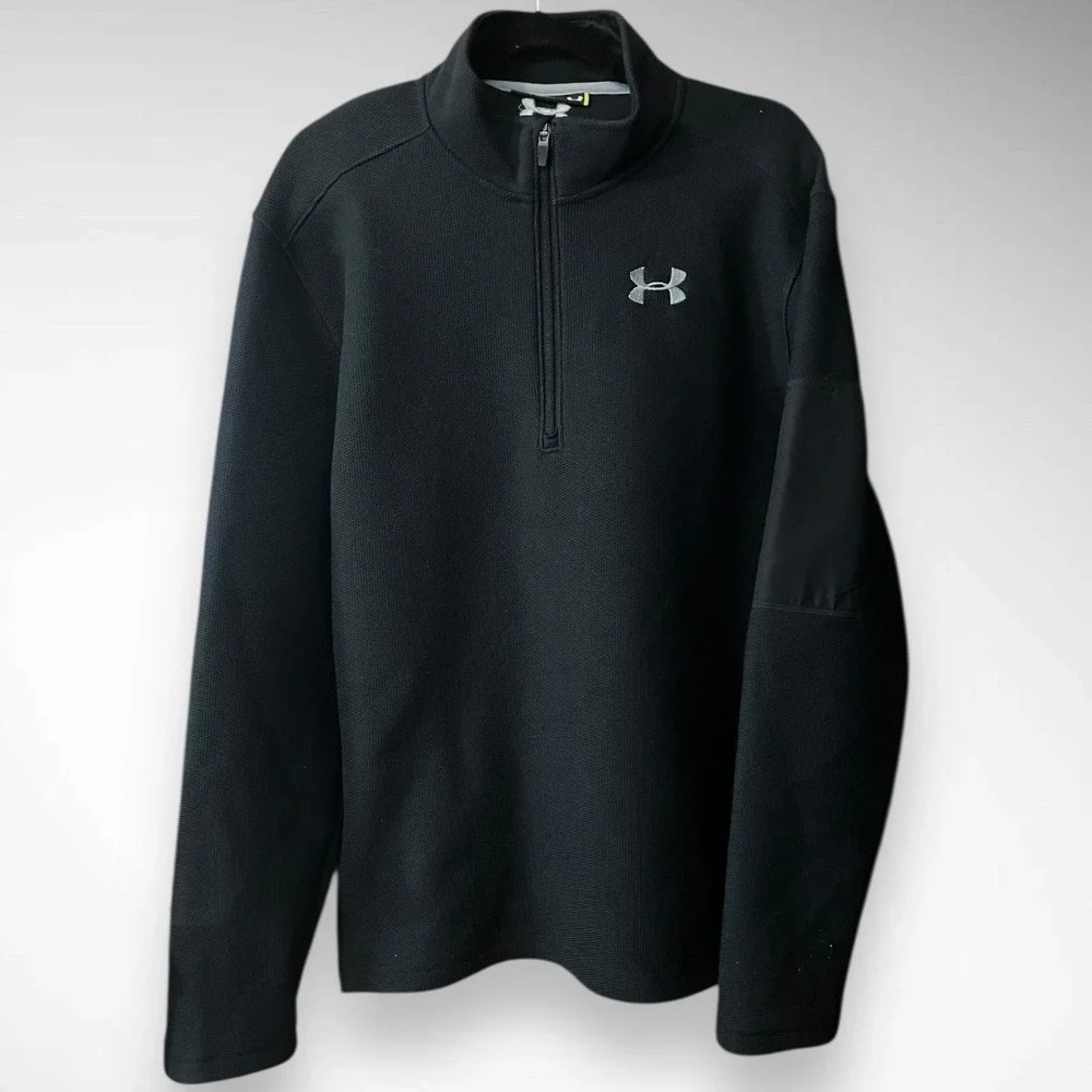 UNDER ARMOUR Men's Black Long Sleeve 1/4 Zip Jacket XL |‎ EUC